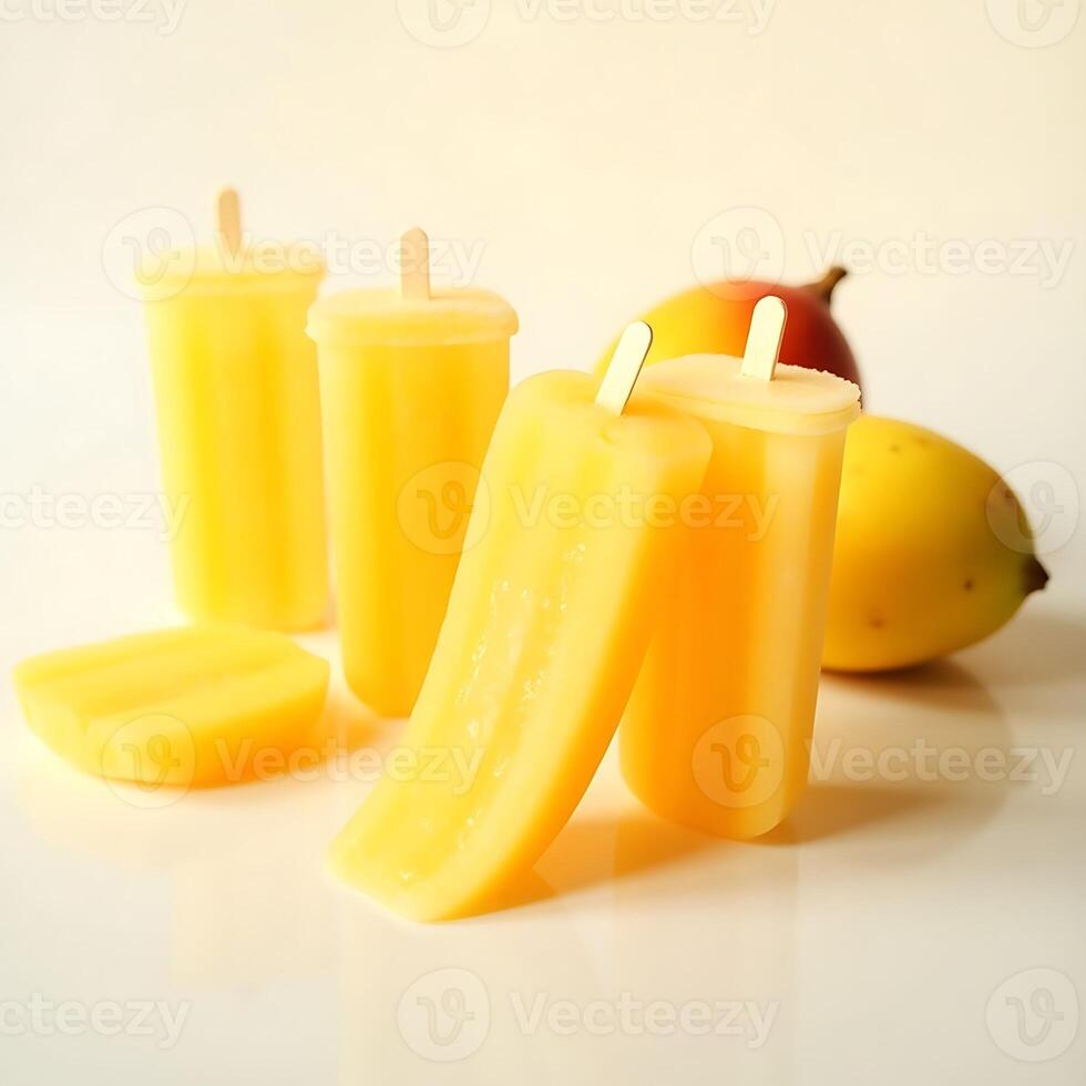 Refreshing Mango Popsicles with Fresh Fruit Ready to Eat photo