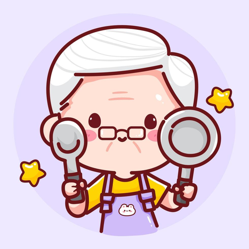 Cute cartoon chef with utensils vector