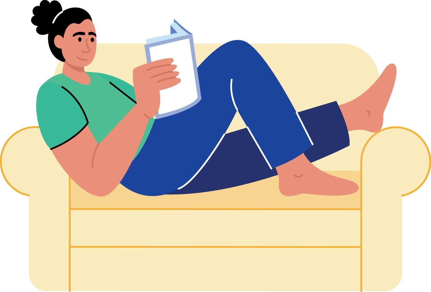 Flat style illustration showing character reading book peacefully vector