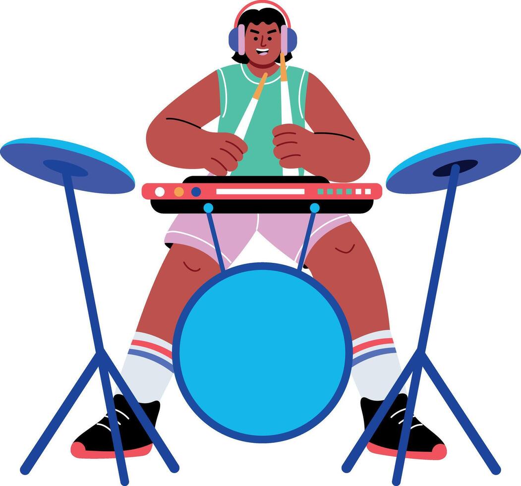 A flat style illustration showing a musician playing music vector