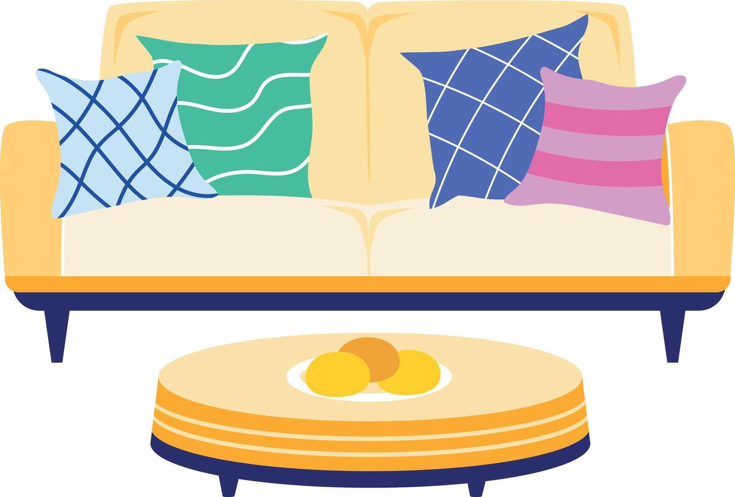 Flat style illustration showing a sofa arrangement vector