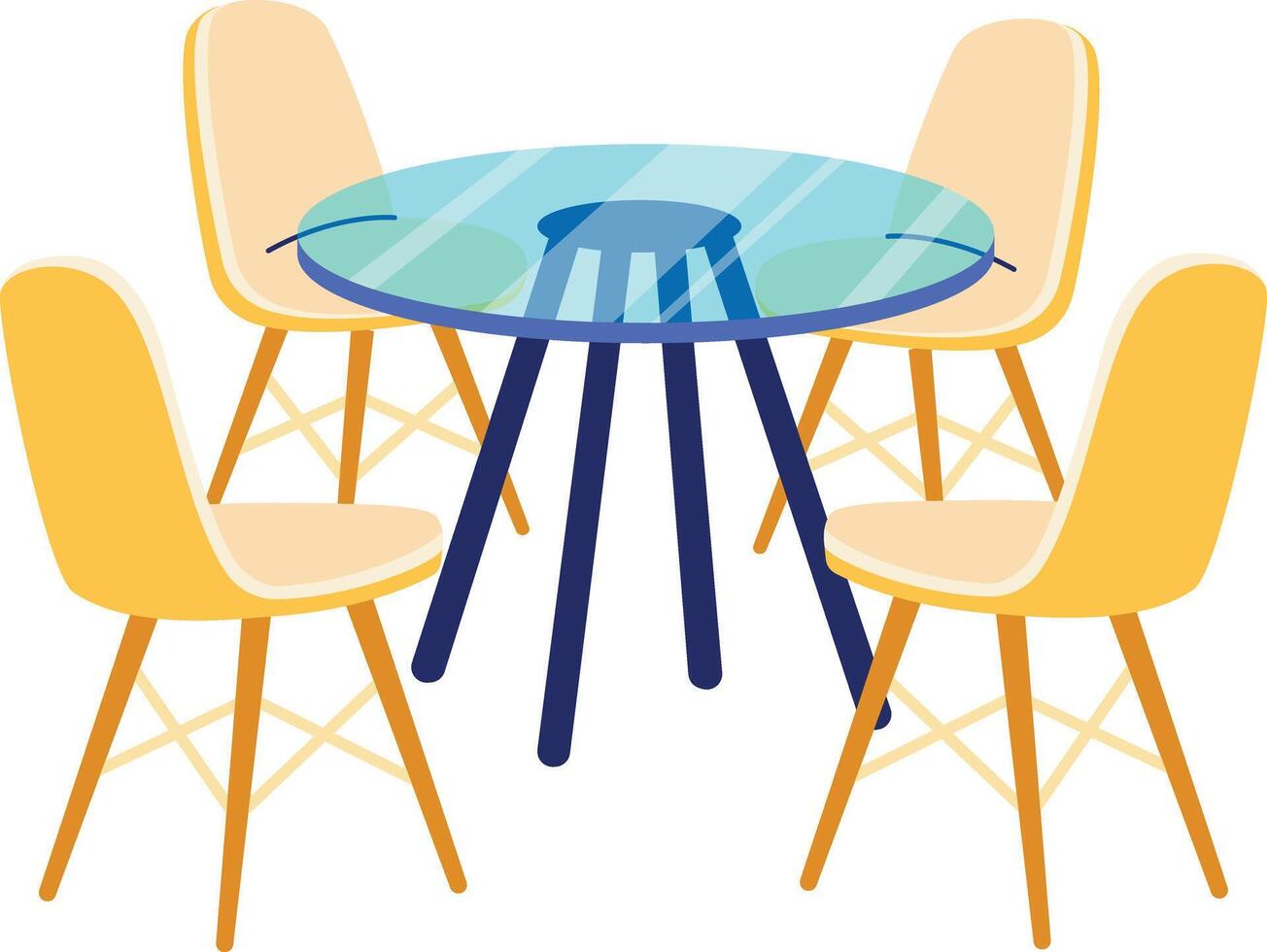 A flat style illustration showing a dining table vector