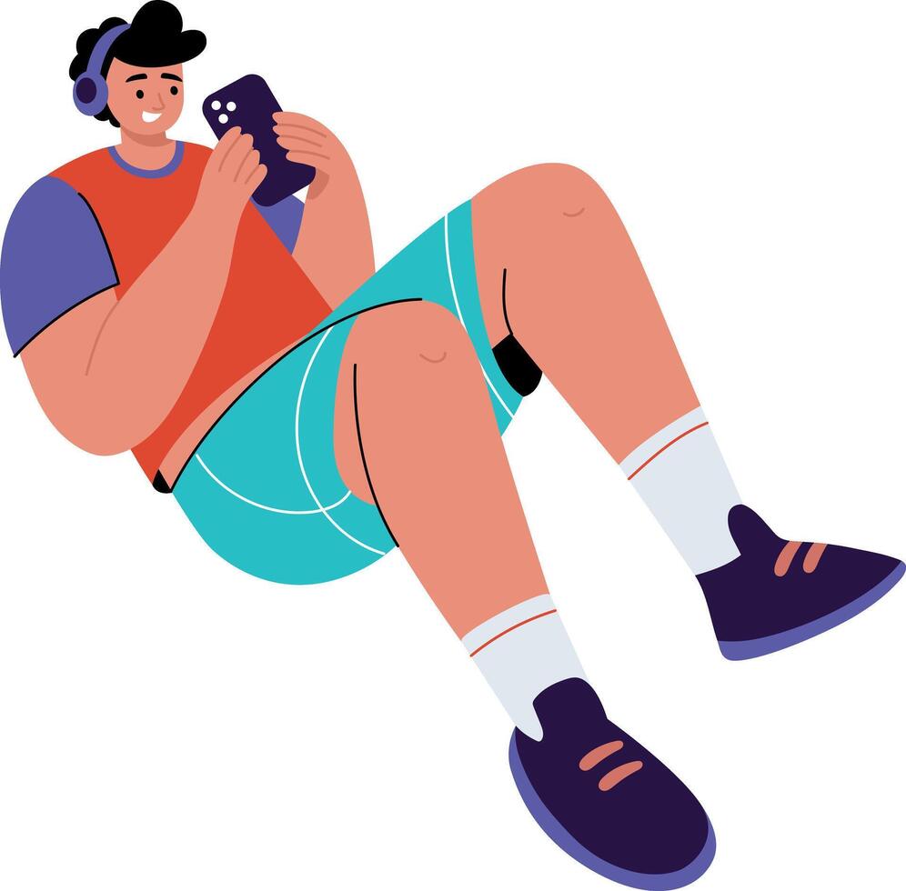 A flat style illustration showing a person using phone vector