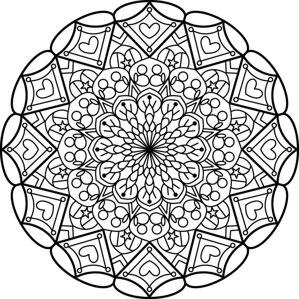 Intricate Black and White Mandala Design for Coloring Pages, Meditation, and Decorative Projects vector