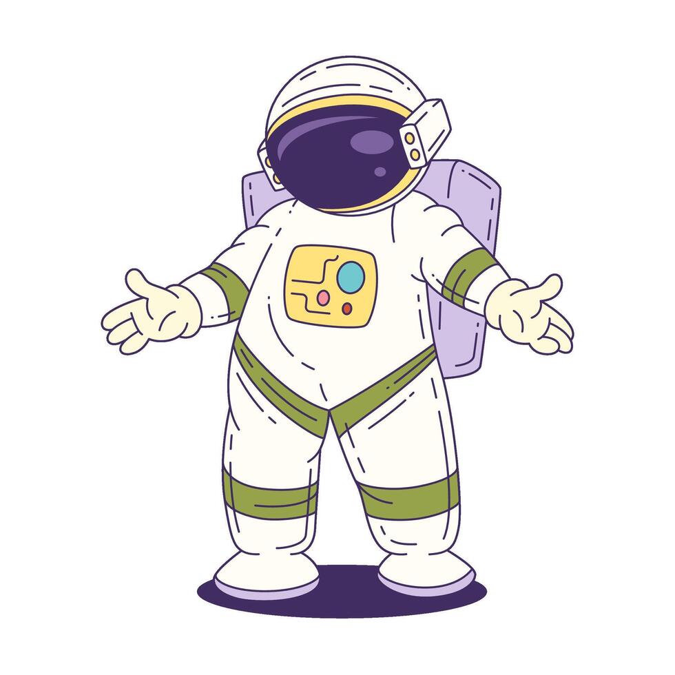 Cartoon Astronaut Mascot In White Suit With Jetpack Ready For Fun Space Exploration Adventure vector