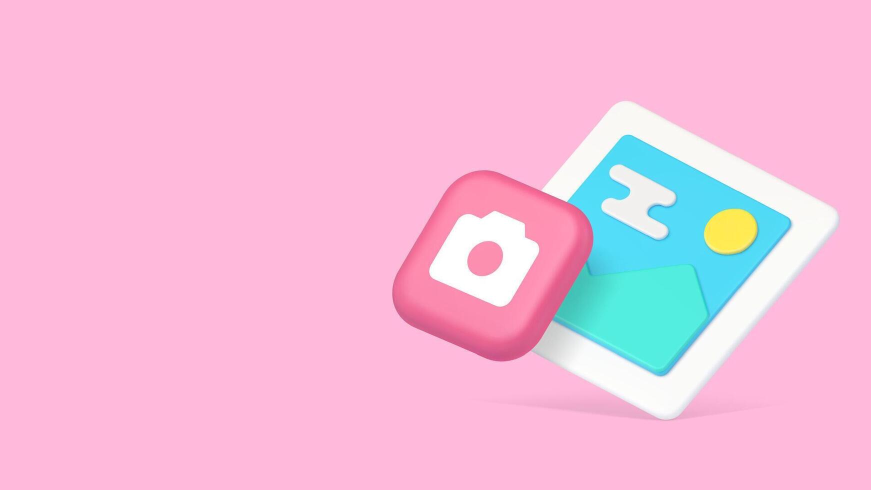 Photo picture image camera multimedia content button copy space banner vector