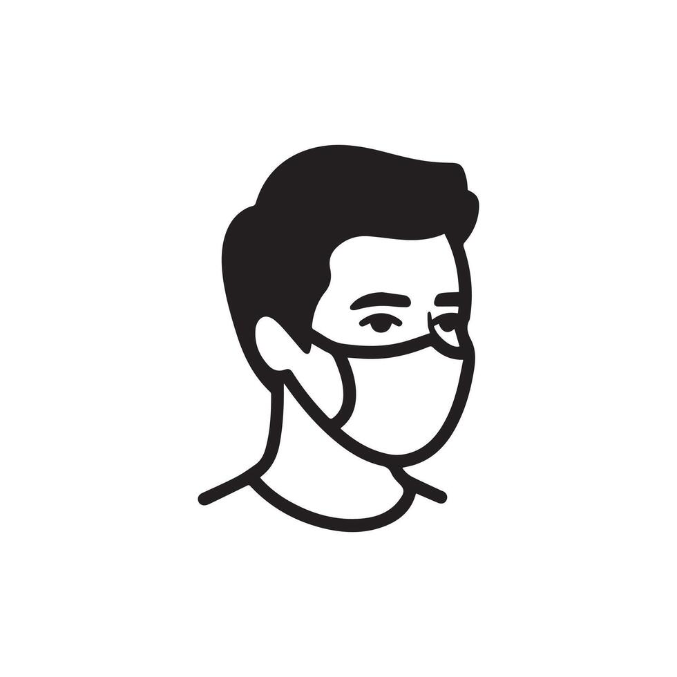 Side View Male Avatar Wearing Face Mask Icon vector