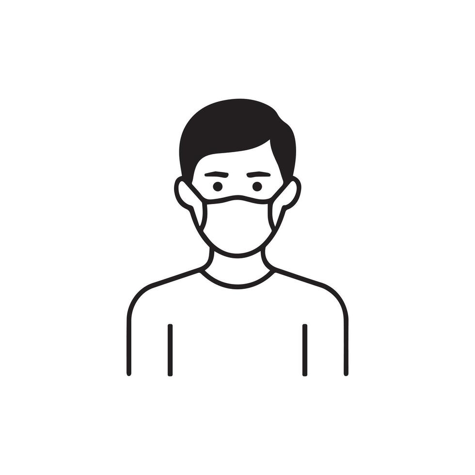 Male Avatar Wearing Medical Face Mask Icon vector