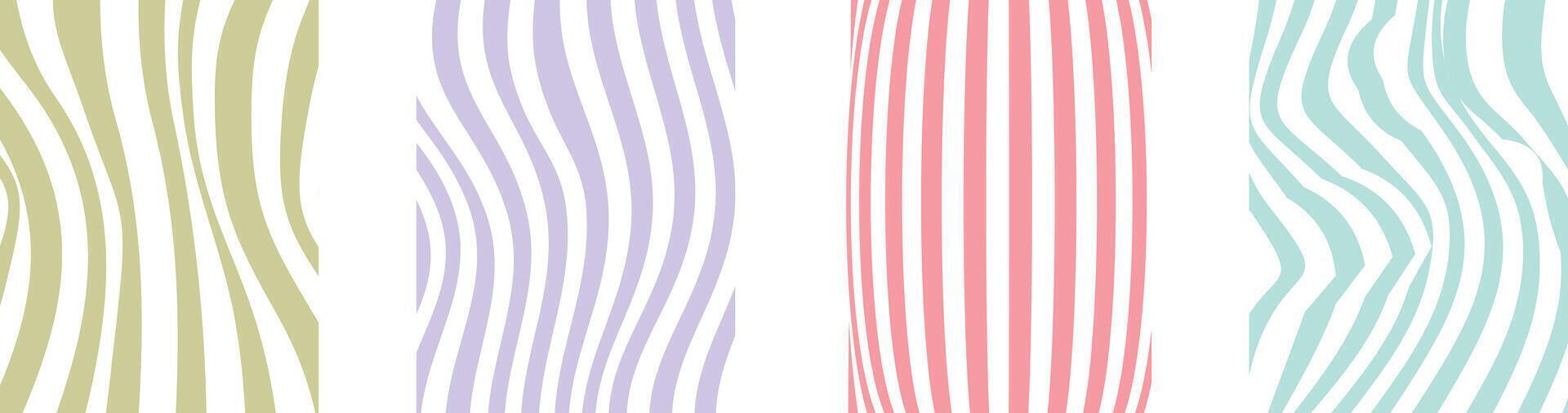 Simple warped lines, trendy pastel stripes, seamless geometric wallpapers, stylish minimal digital art collection. vector