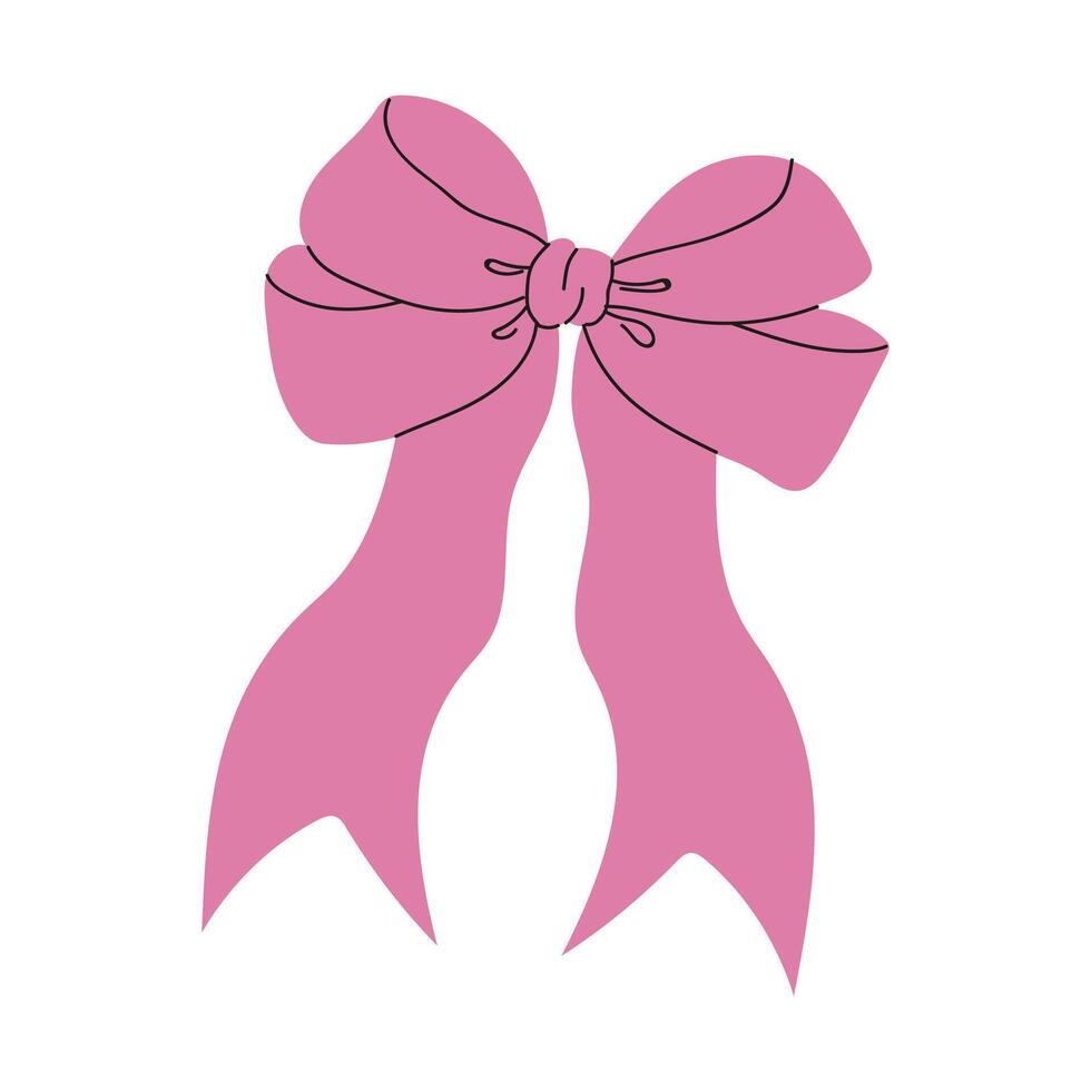A lovely pink bow adorned with ribbons, perfect for various decorative uses and occasions vector