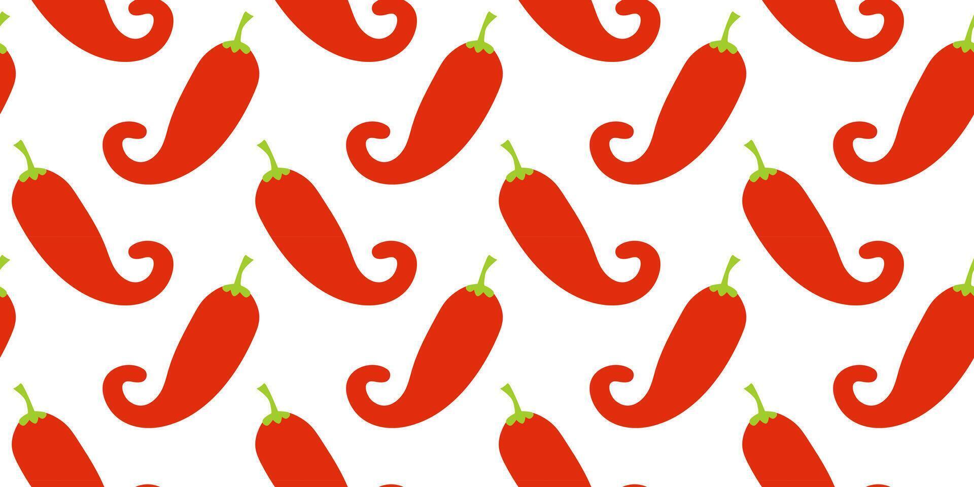 Seamless pattern with red pepper on a white background, design for menu, wrapping paper, wallpaper, invitations, flat style vector