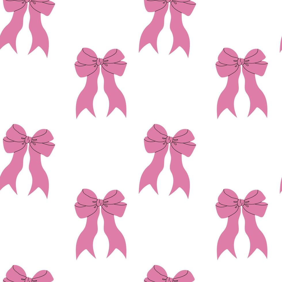 Seamless pattern background featuring ribbons and bows in a coquette, girlish style. Perfect for prints, greeting cards, banners, web design, wrapping paper, fashion textiles, wallpapers, and covers. vector