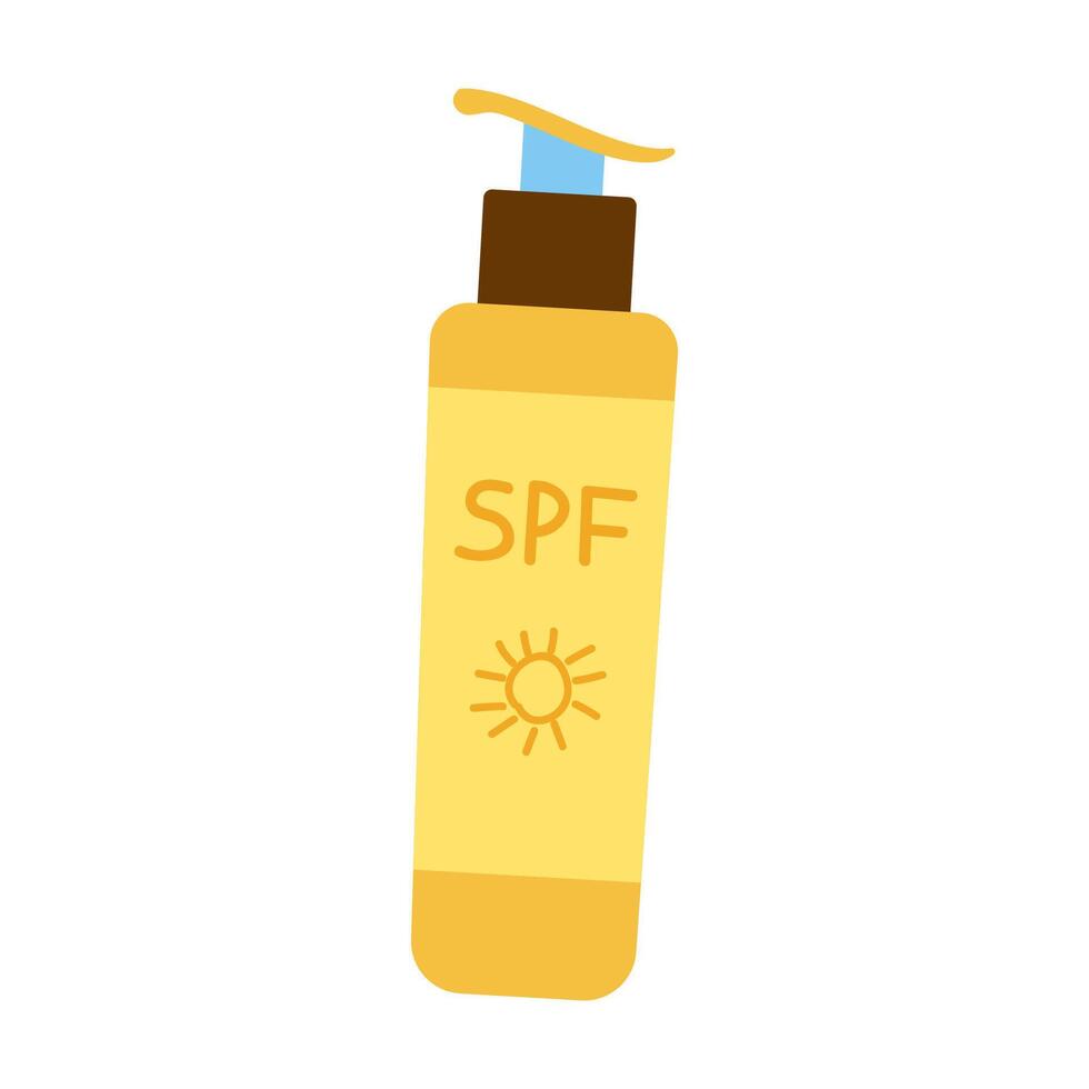 Sunscreen bottle designed for sun protection during outdoor activities in summertime vector