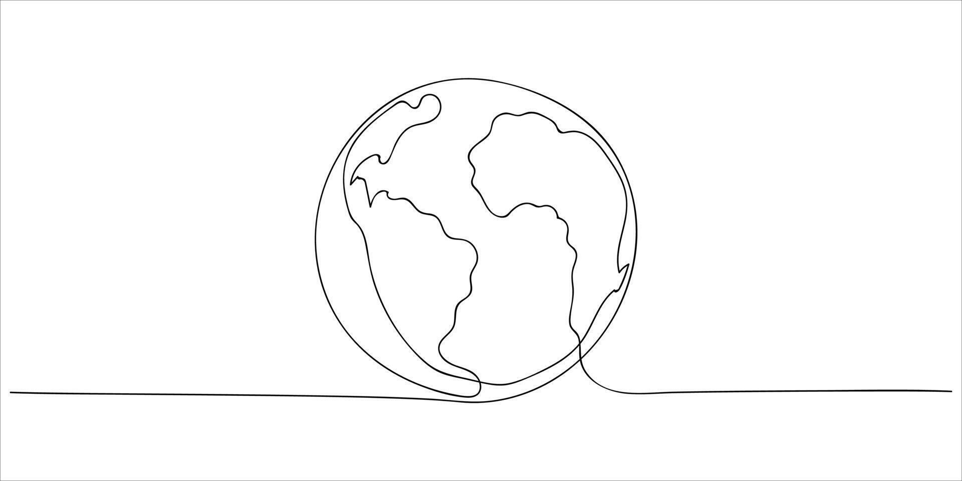 Artistic depiction of the Earth in continuous line art style, illustrating global interconnectedness and simplicity vector
