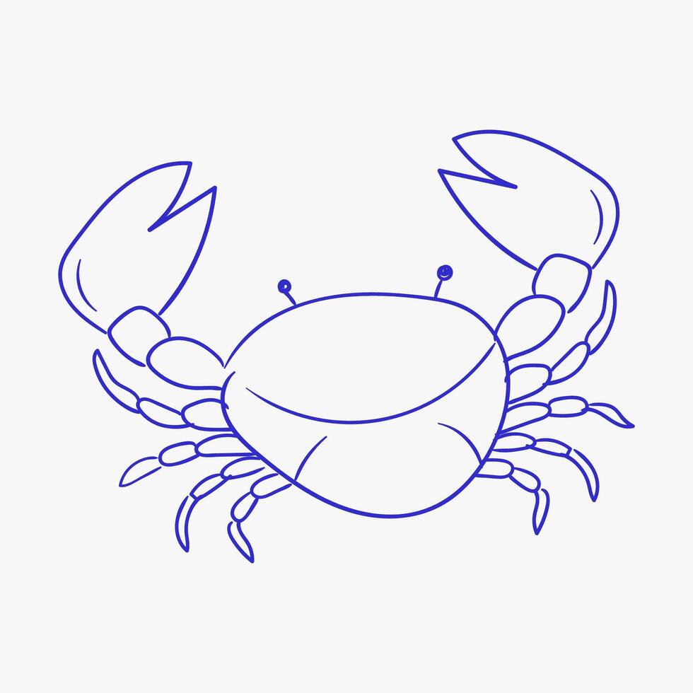 Crab illustration showcasing detailed features and characteristics of marine life in a simple design vector