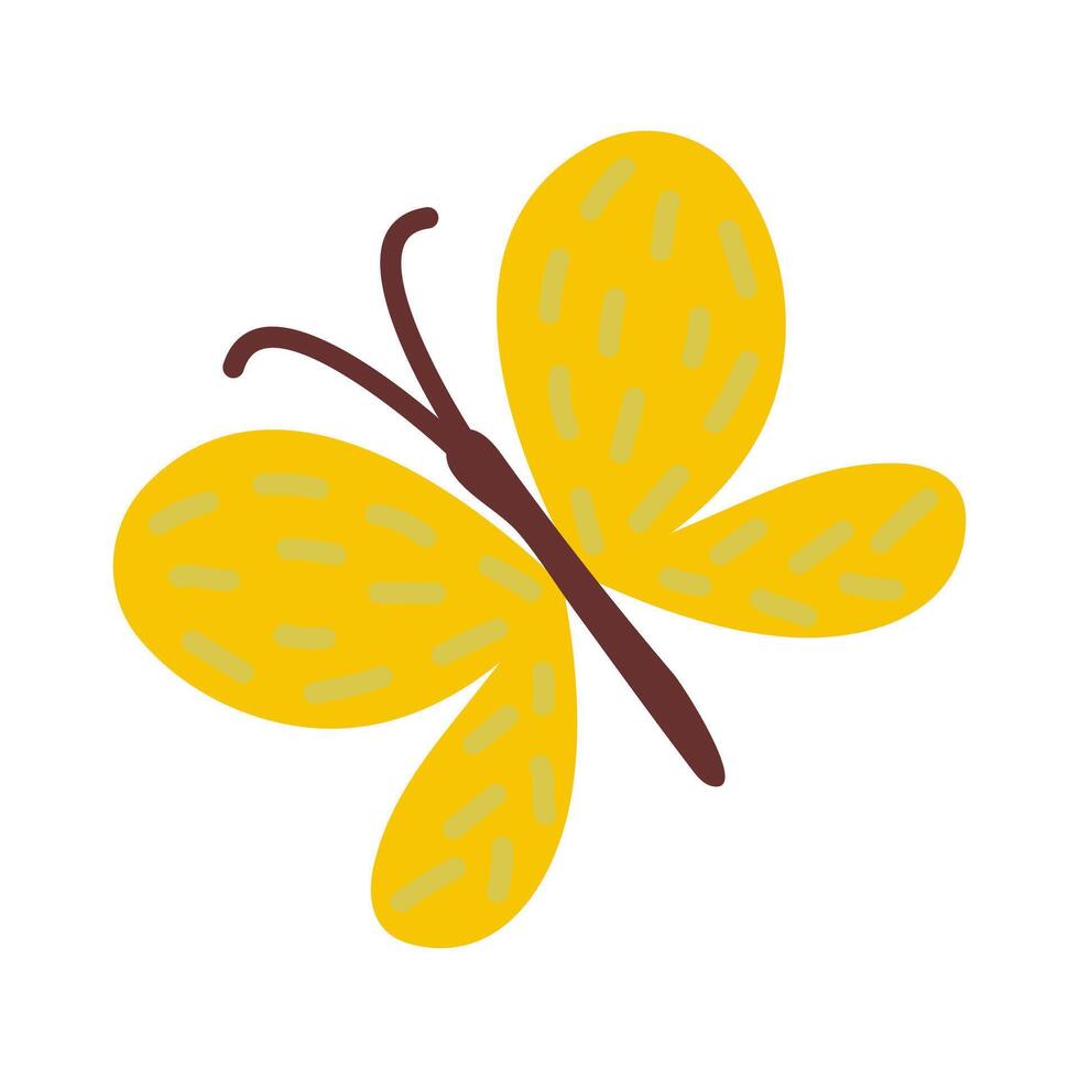 Bright yellow butterfly with patterned wings resting on a smooth surface during a sunny day in springtime vector