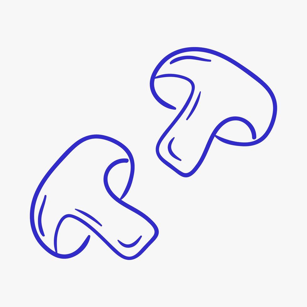 Two stylized mushrooms in simple outline design appealing for culinary or nature-themed projects vector