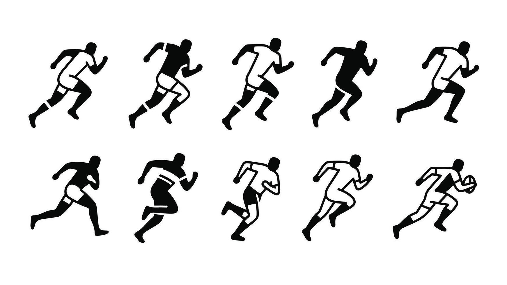 Dynamic Silhouettes of Runners in Motion A Powerful Collection of Black and White Running Athlete Images vector