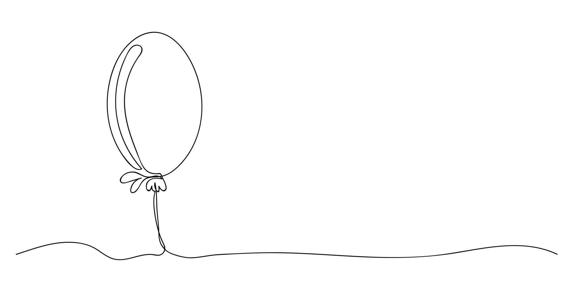 Continuous one line drawing of balloon. Holiday symbol in linear style. vector