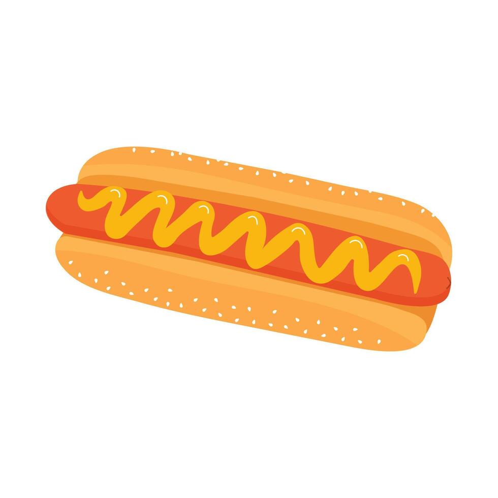 Hot dog on a white background, flat style. illustration. vector
