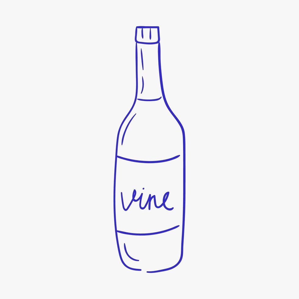Simple outline of a wine bottle with the word vine written on the label vector