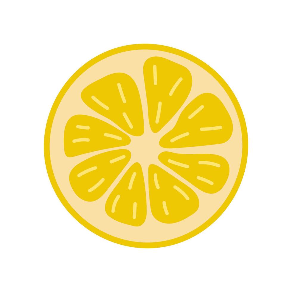 Bright yellow lemon slice showcasing juicy segments and vibrant colors against a white background vector