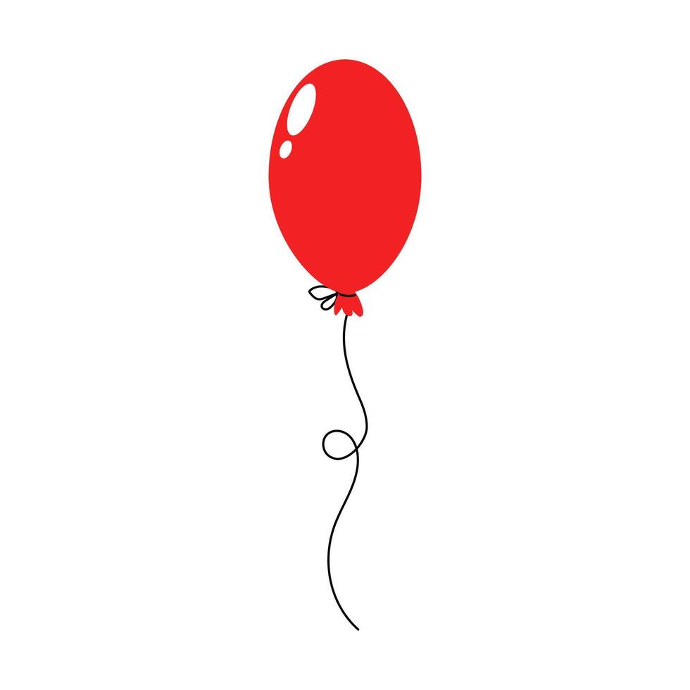 Bright red balloon floating gently against a plain white background, creating a cheerful and simple visual appeal vector