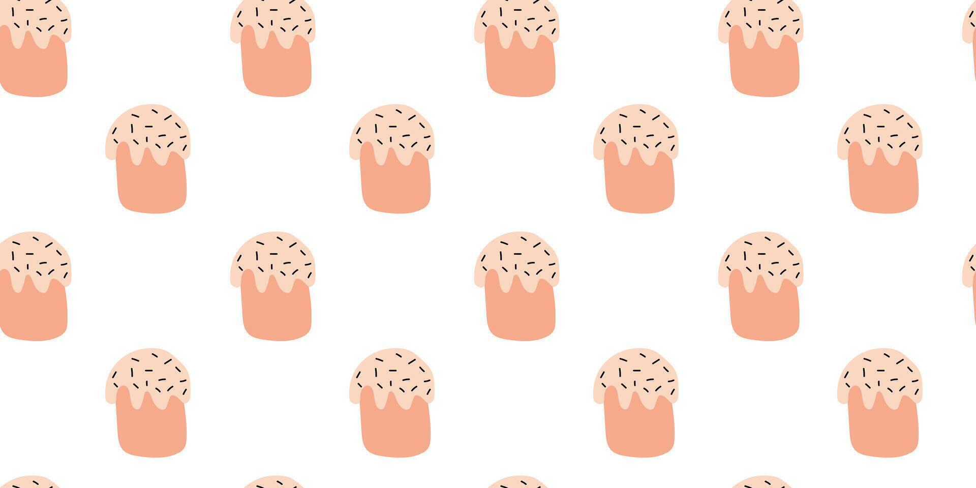 Easter cake pattern on a white background. Easter background in pastel colors. vector