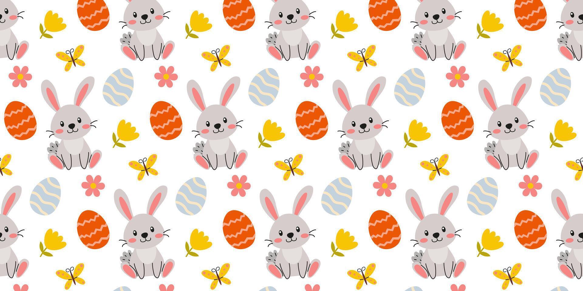Bunny and Easter egg pattern vector