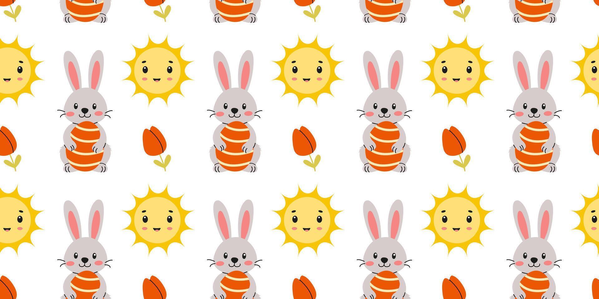 Bunny and sun pattern design vector