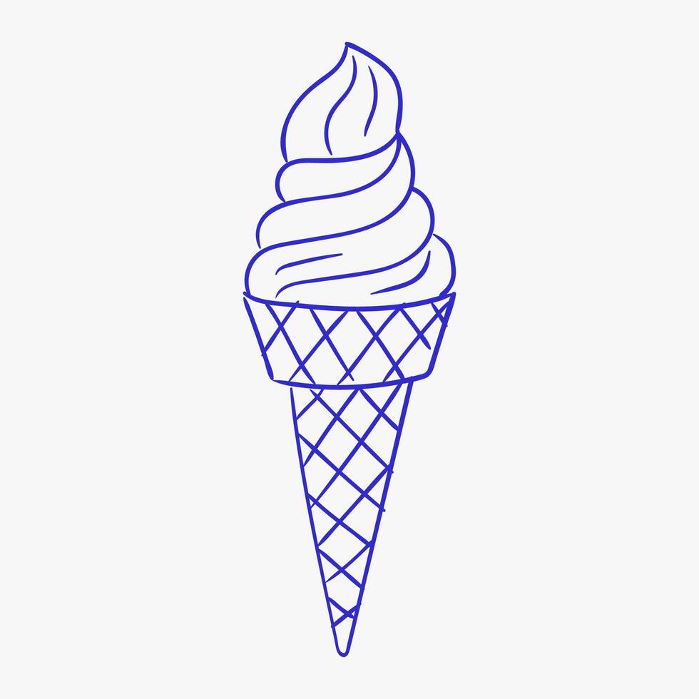 Delicious ice cream cone with creamy swirl and waffle cone on white background, perfect summer treat for all ages vector