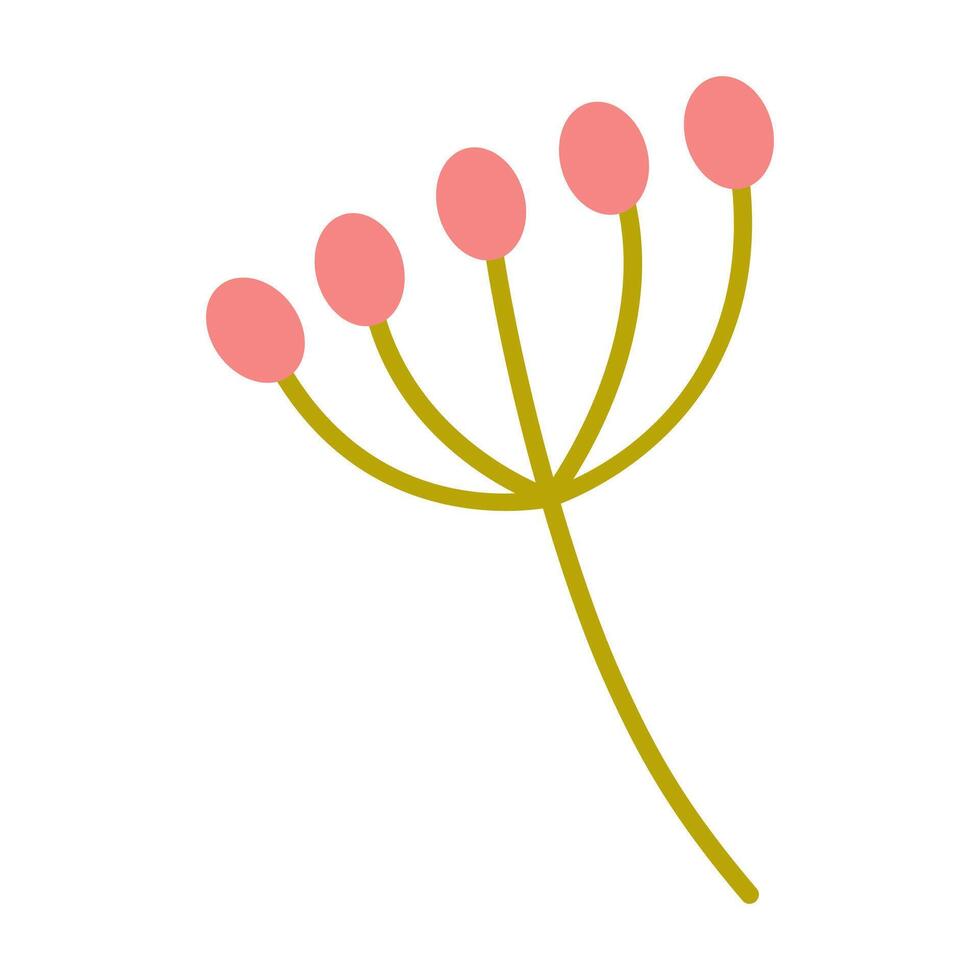 Creative botanical illustration of a colorful flower with pink petals and slender green stem on a white background vector
