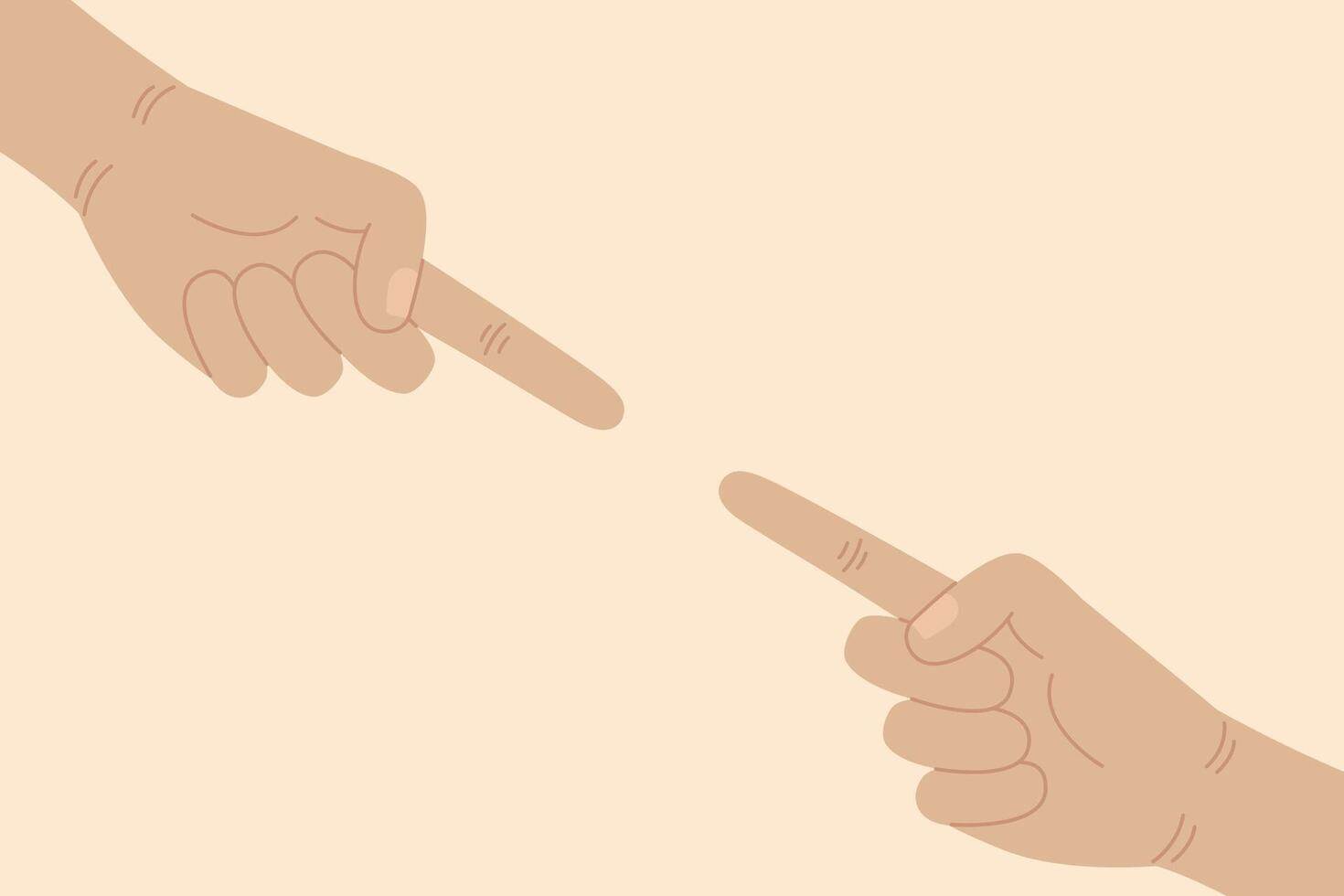 Hand gestures. Fingers pointing at each other. illustration. vector