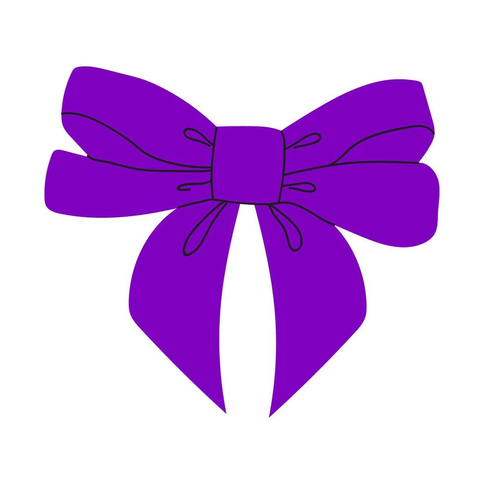 Colorful purple bow design displayed on a clean background highlighting its elegant shape and details in a creative style vector