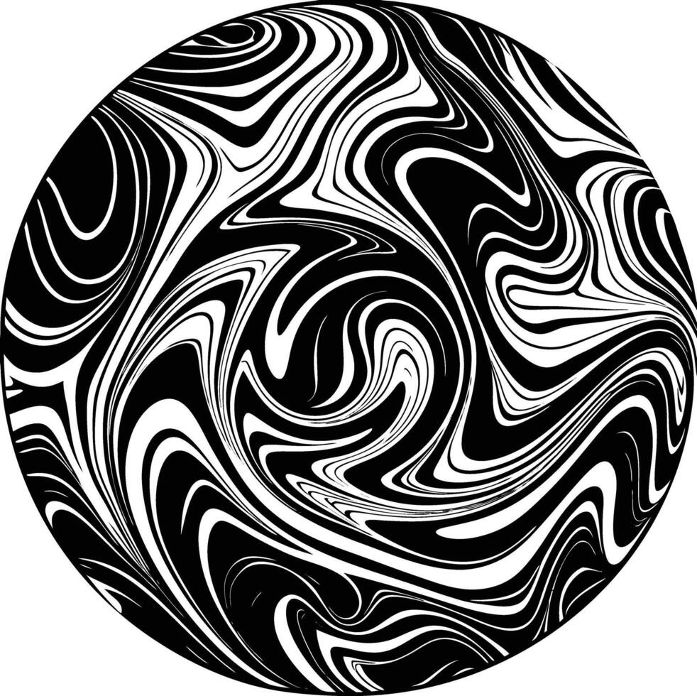 Abstract Black and White Swirling Marble Pattern Circular Design Element monochrome vector