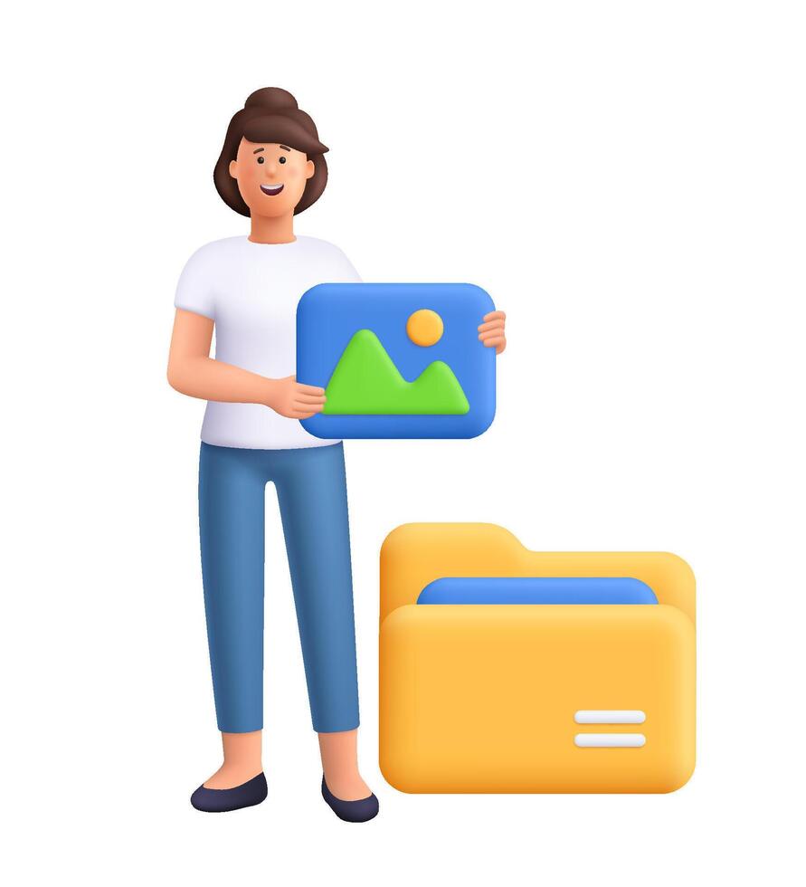 Person with image and folder illustration vector