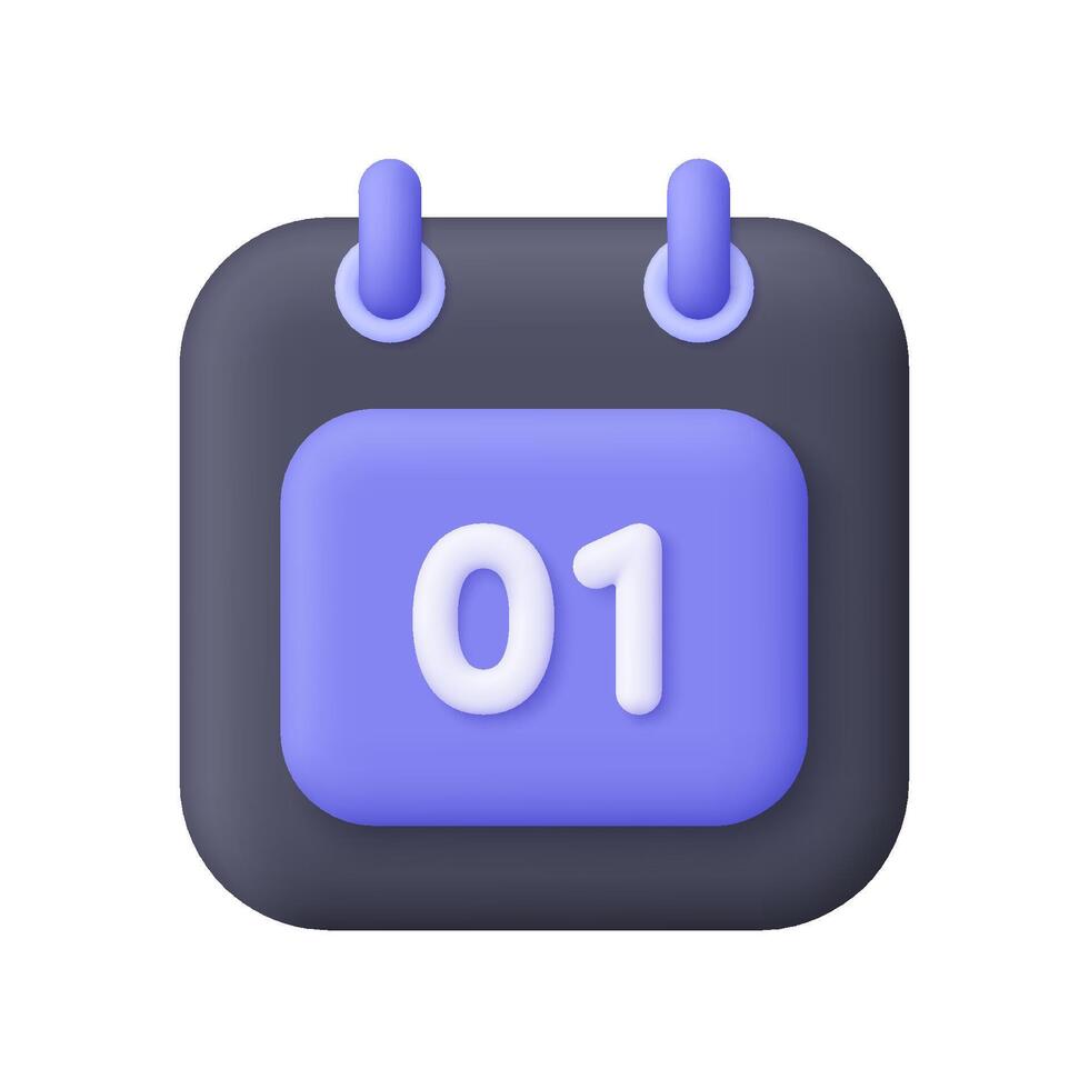 Purple calendar icon with date vector