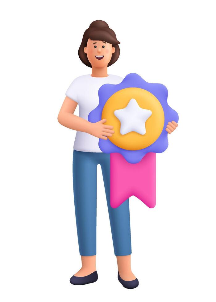 Character with award ribbon vector