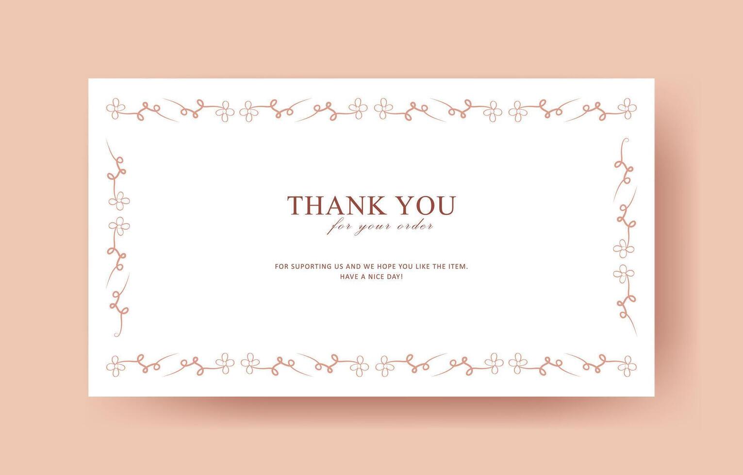 Thank you card design with floral borders vector