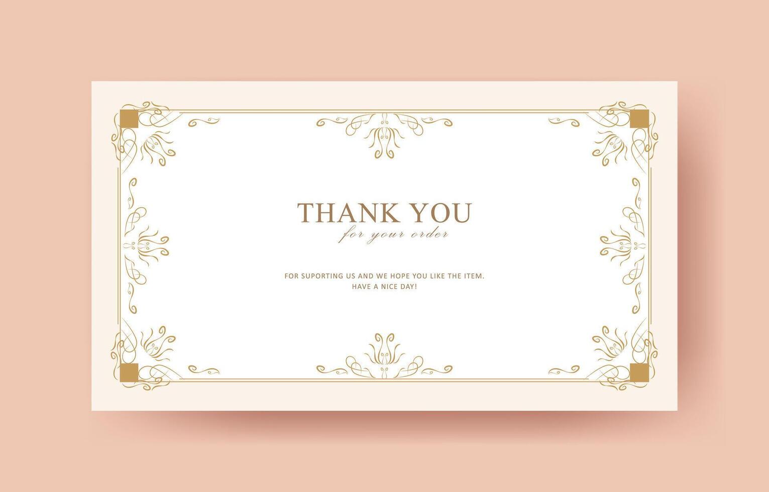 thank you card with border design vector