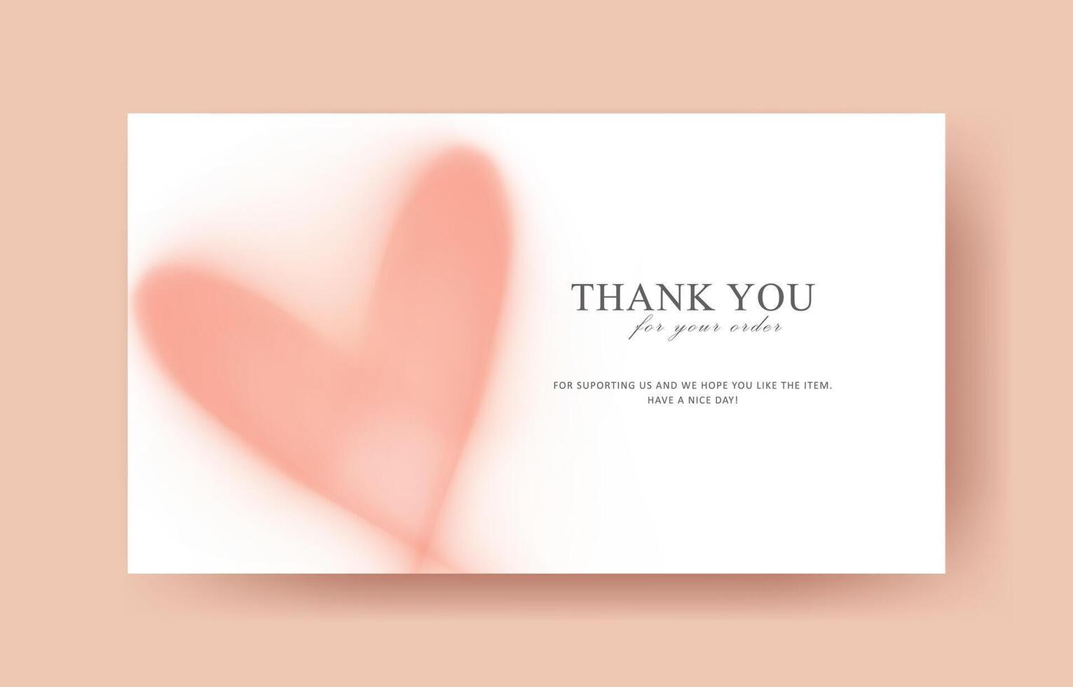 thankyou card with heart shape design vector