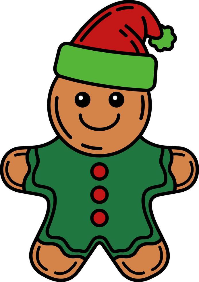 gingerbread man wearing an elf costumes vector