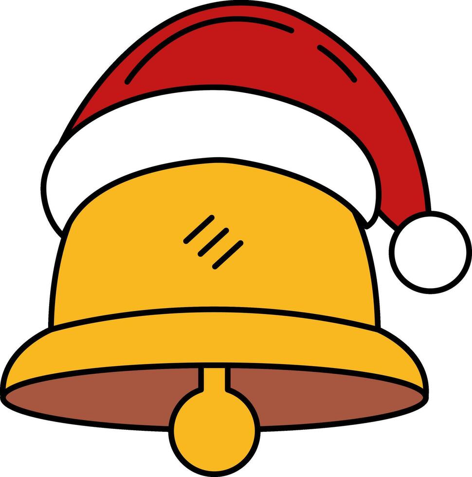 A cartoon bell with a santa hat on top vector