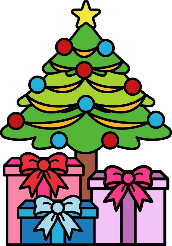 A Christmas tree with a decoration vector