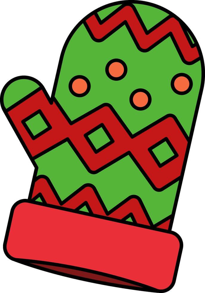 illustration of a christmas pattern mitten vector