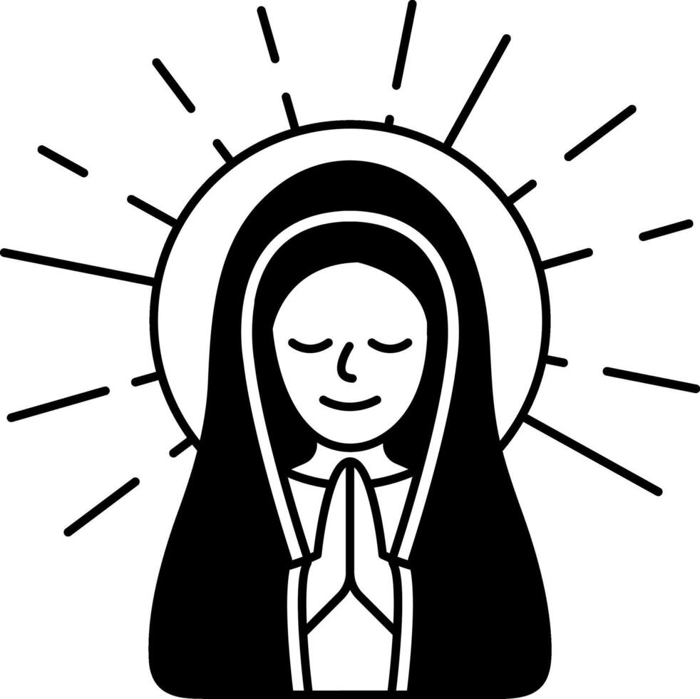 black and white illustration of a holy mary vector