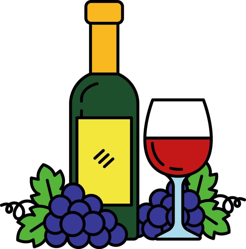 A bottle of grapes wine vector