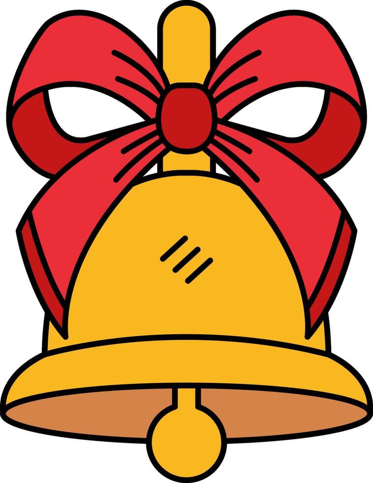 A yellow bell with a red ribbon vector