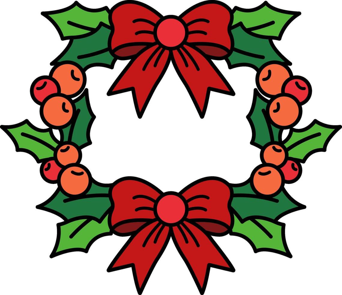 A red and green christmas wreath vector
