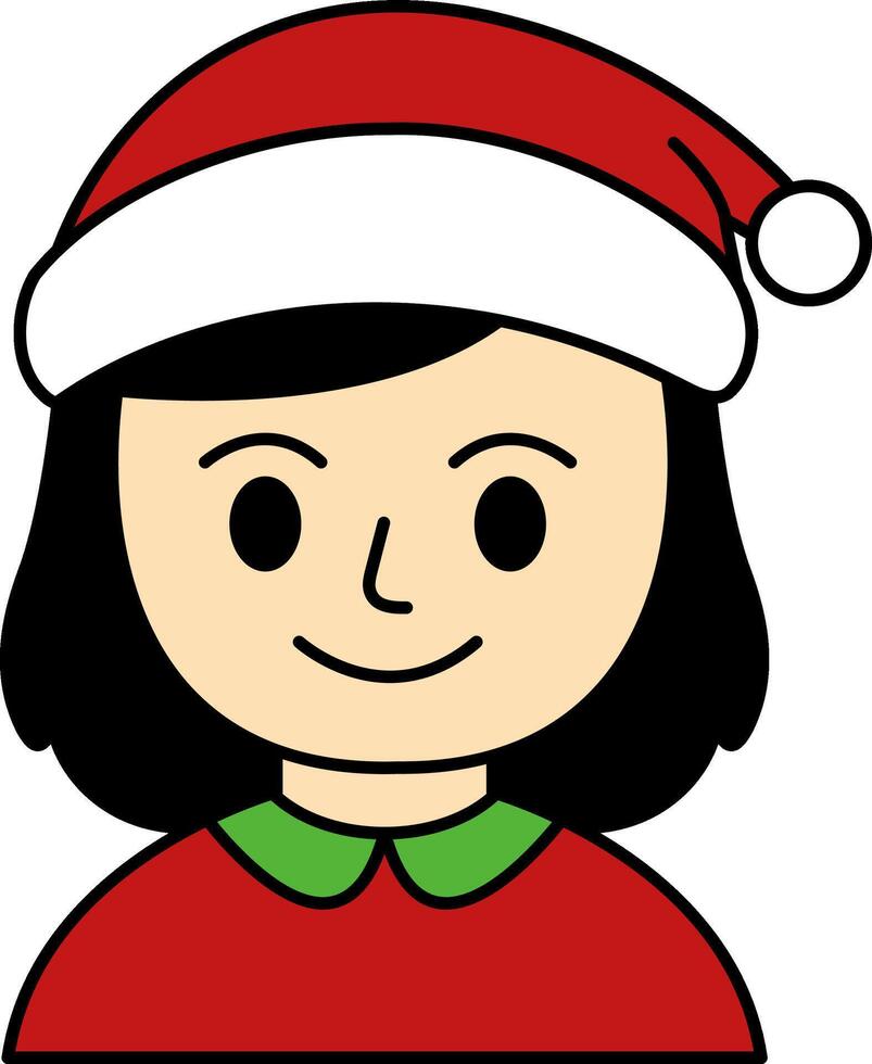 a girl wearing santa hat vector